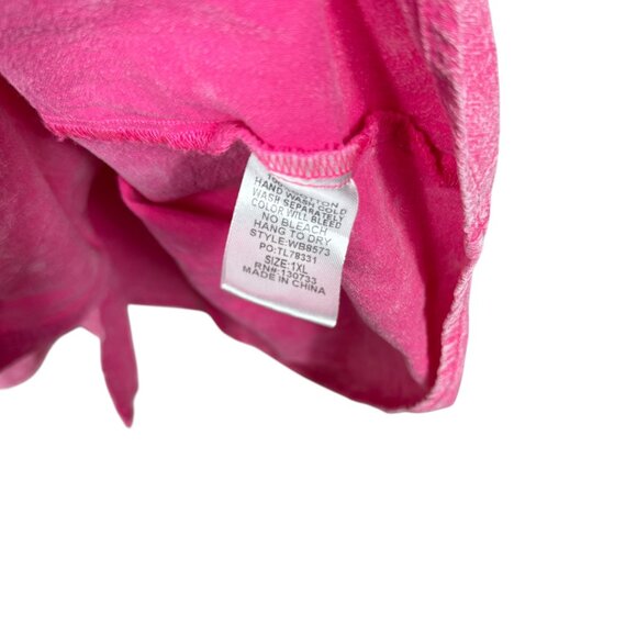 Umgee Washed Babydoll Dress 1X Pink Short Sleeve Button Front Cotton Boho - Picture 9 of 13